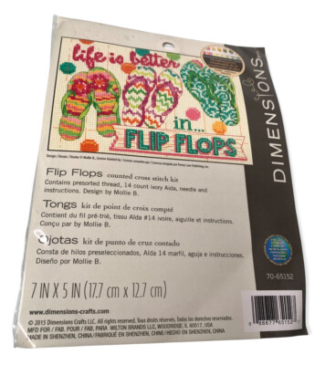 Dimensions Flip Flops Mini Counted Cross Stitch Kit 7x5'' 14 Count New Sealed