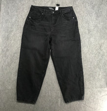 Time And Tru Jeans Womens Size 14 High Rise Black Whiskered Distressed Cropped