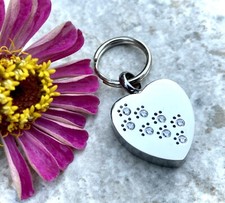 Keyring Urn .5" Key Chain Pet Cremation Pendant For Ash Dog Cat Paw Print Heart