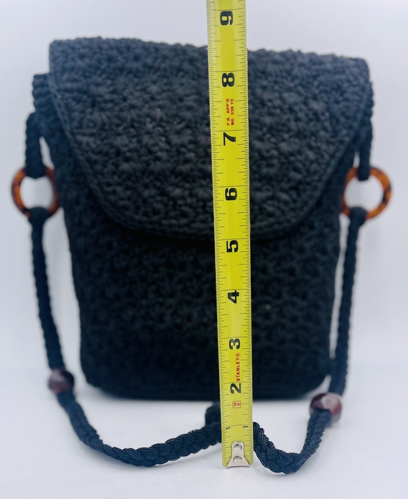 vintage crossbody purse crochet black unique rare Miv… Gem