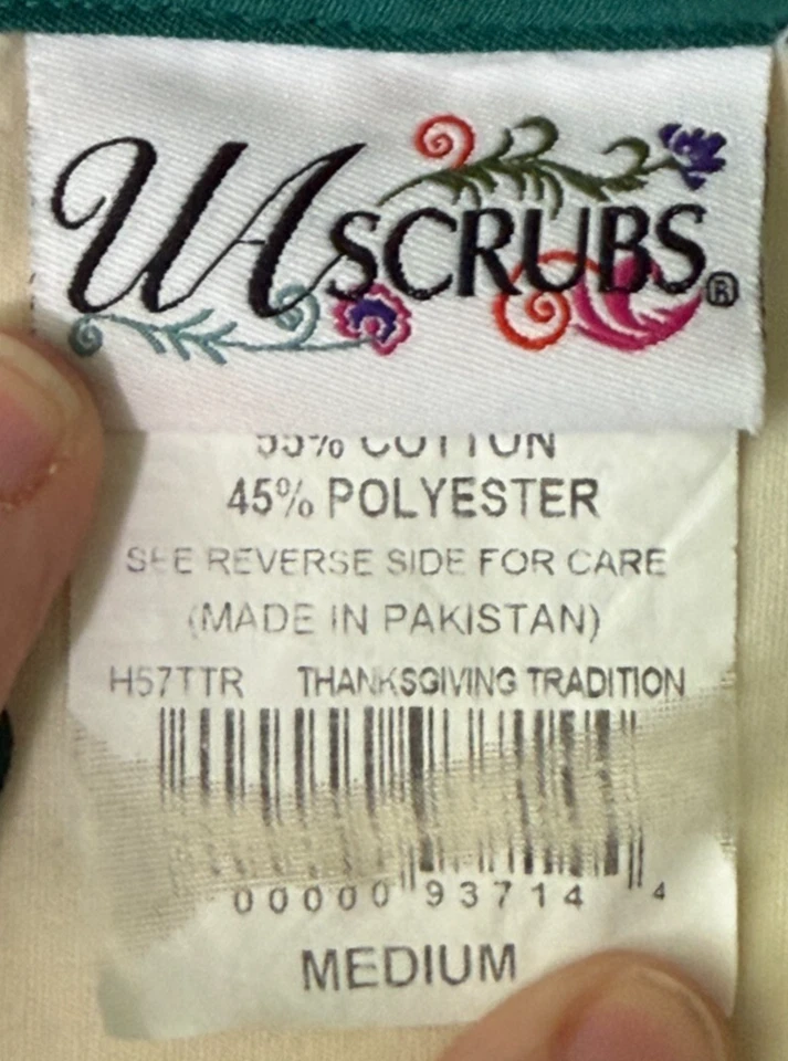 UA Scrubs Uniform Advantage Women's Thanksgiving Scrub Top Size Medium - Image 3 of 3