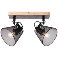 Brilliant Lampe, Whole Spotbalken 2Flg Schwarz/Holzfarbend, Metall/Holz, 2X D45,