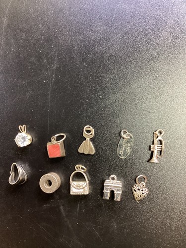 LOT OF 10 VINTAGE STERLING SILVER CHARMS PENDANTS