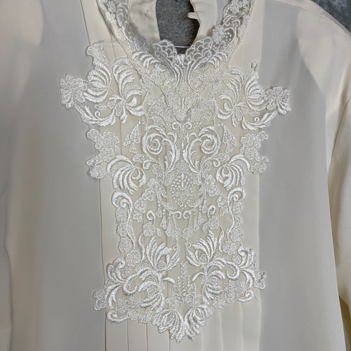 Vintage Worthington Women Victorian Classy Pintuck Lace High Neck Blouse 20 Tall - Picture 5 of 14