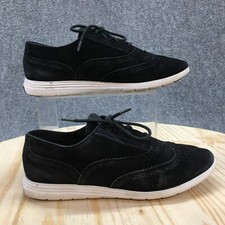 Cole Haan Signature Shoes Womens 7 B Gran Os Wingtip Oxford Black Suede W05595