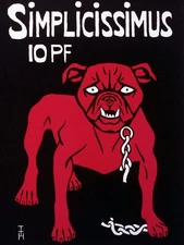 Simplicissimus Red Dog Decorative Poster. Graphic Art. Interior Design 2361