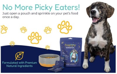 Happy Scratch, delicious dog & cat pet treat / supplement, supports skin health