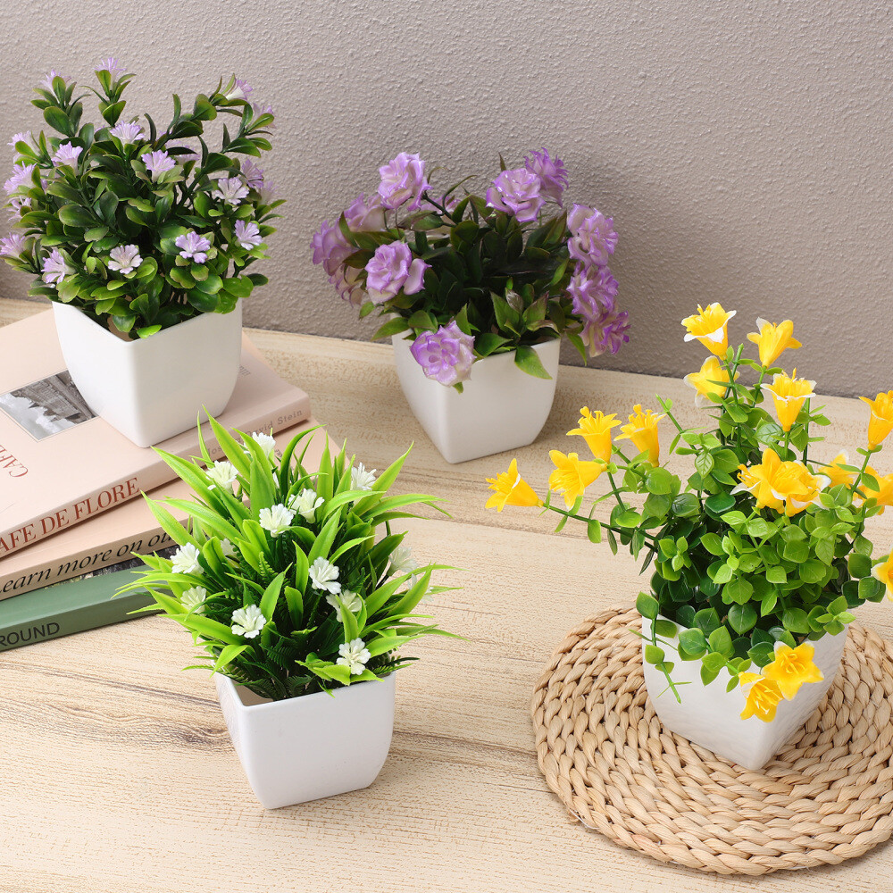 4 Pcs Artificial Potted Plants Realistic Fake Plants Indoor Fake Plants