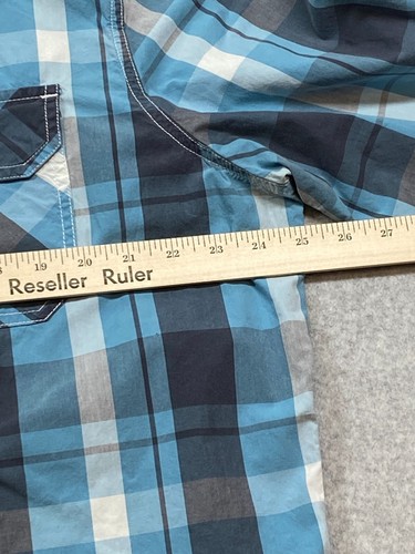 American Eagle Shirt Mens XXL 2XL Athletic Fit Blue Plaid Western Rodeo Cowboy - Picture 6 of 11