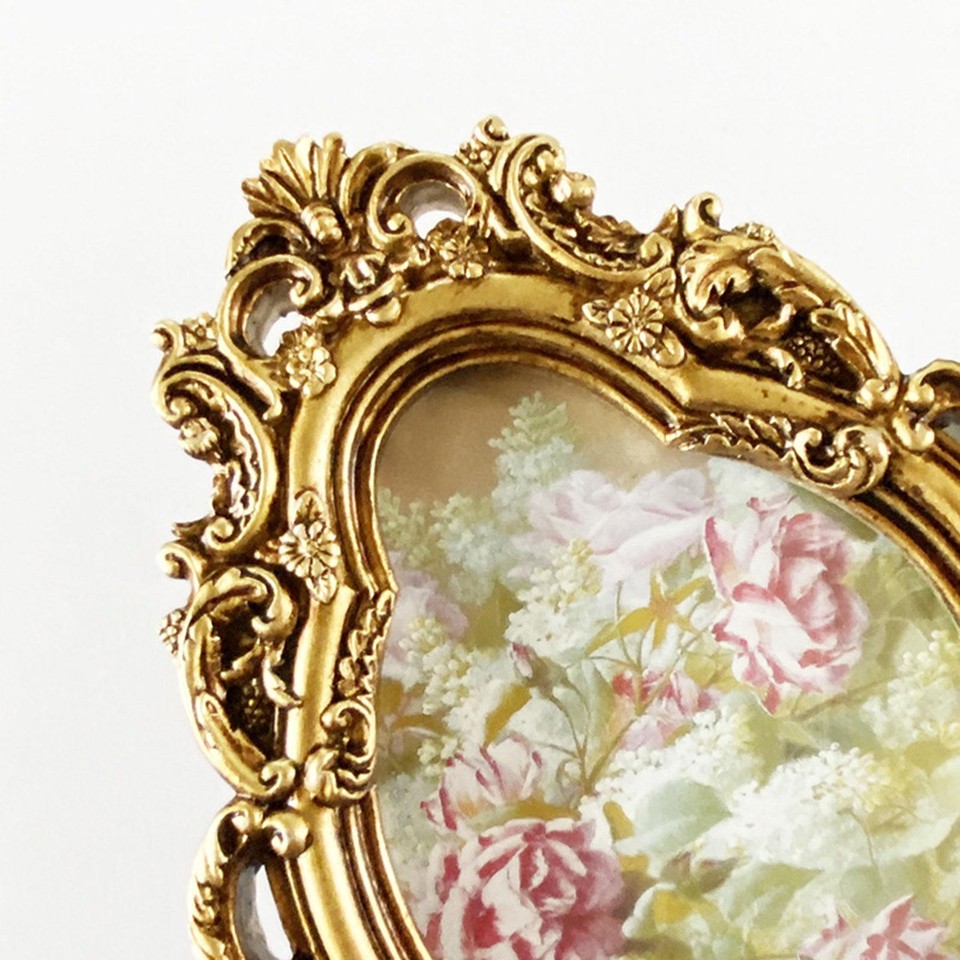Cuspin Vintage Bilderrahmen 12,7x17,8 Cm – Barock-Design Aus Kunstharz, Schwarz-gold, Mit Standfuß & Aufhängung
