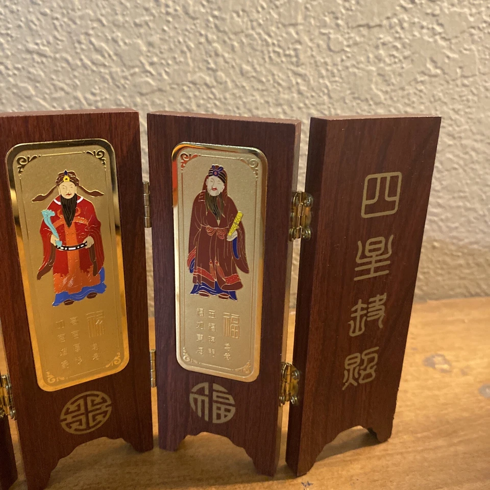 Мини восточный 6-панельный складной комнатный разделитель настольный домашний декор золотистый/деревянный - Изображение 4 из 4