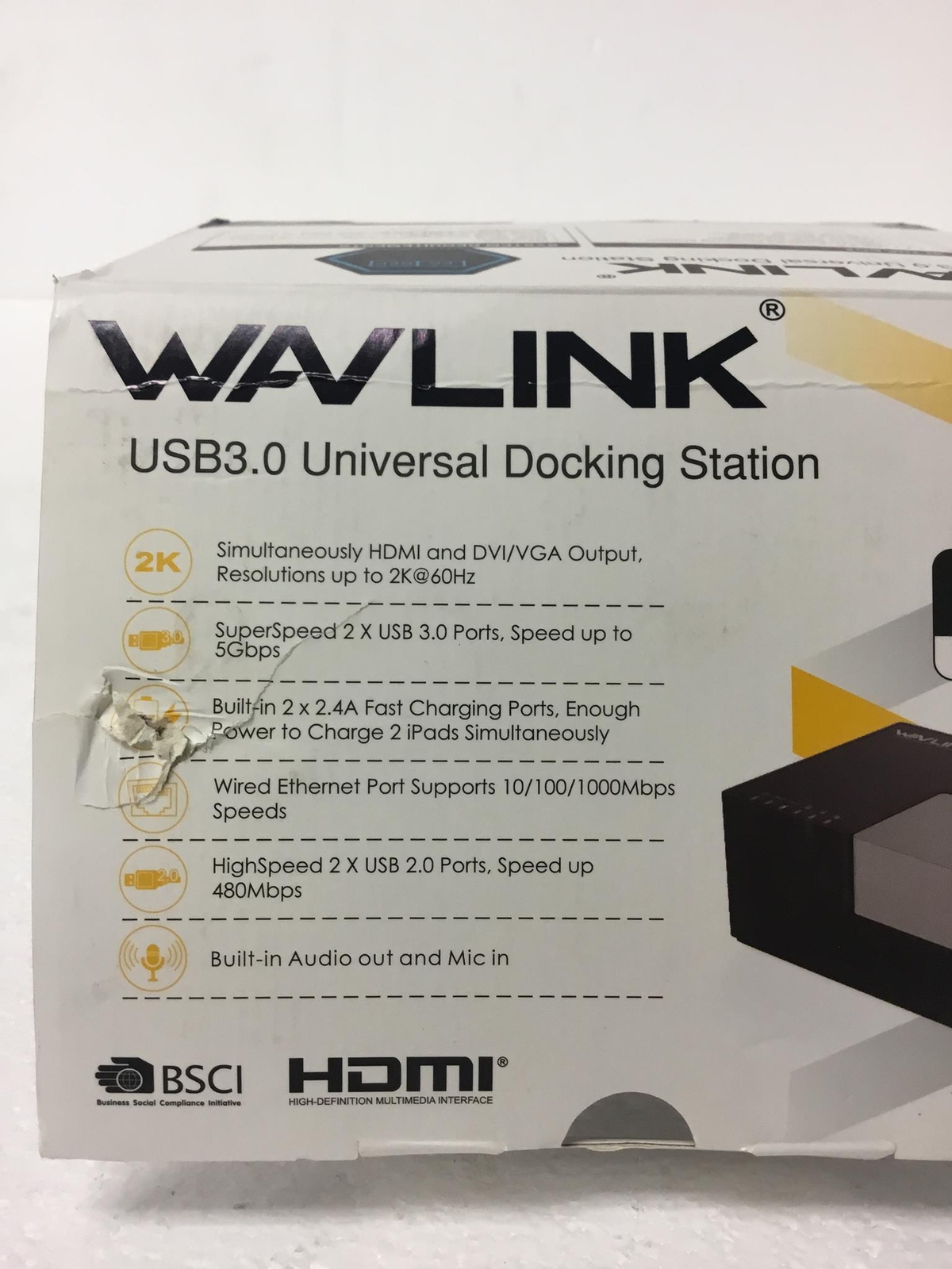 NEW WAVLINK Wl-UG39DK3 USB DVI HDMI Laptop Docking Station w/48W AC Adapter,QTY