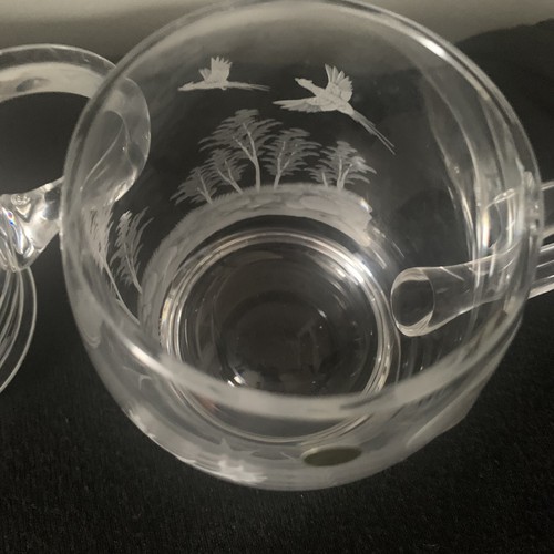 SPC Crystal Wildlife Etched Glass Mugs Cups Deer & Peacock Hand Made in Hungary - Picture 10 of 24