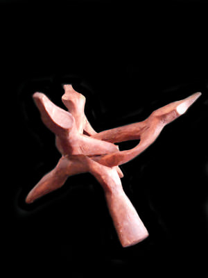 Set of 6 Wooden Display Stands Tripod 10'' Carved from a single piece of Wood 
