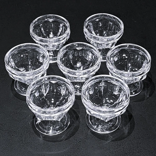 Vintage Federal Glass Clear Colonial Panel Pedestal Ice Cream Dishes (Set of 7)