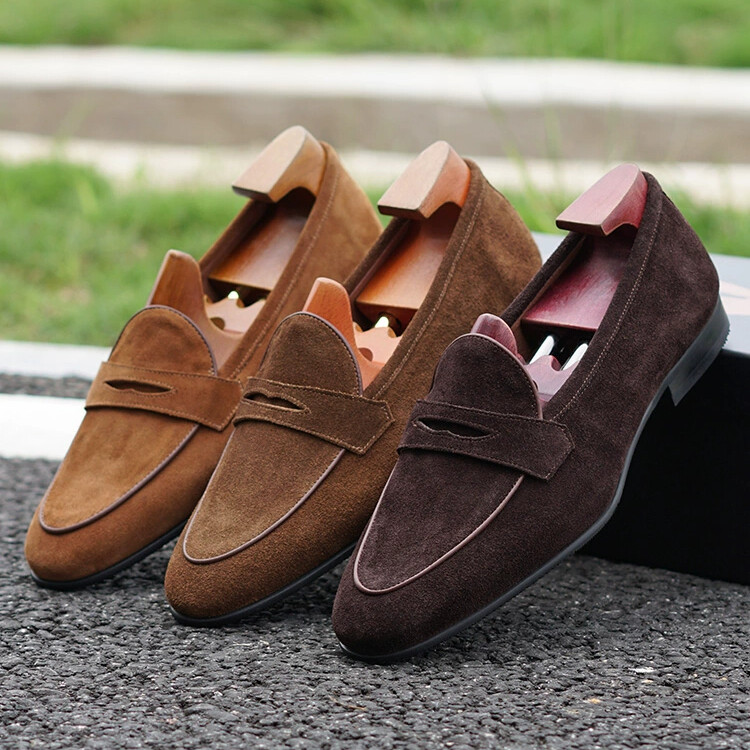 suede belgian slip on loafer