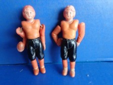 PAIR VINTAGE 4" CELLULOID FOOTBALL PLAYER DOLLS- JAPAN MID CENTURY