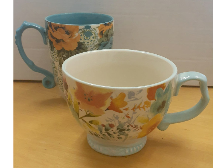 2 Pioneer Woman Collection Willow Soup Bowl/Large Coffee 27oz And 24oz Mug