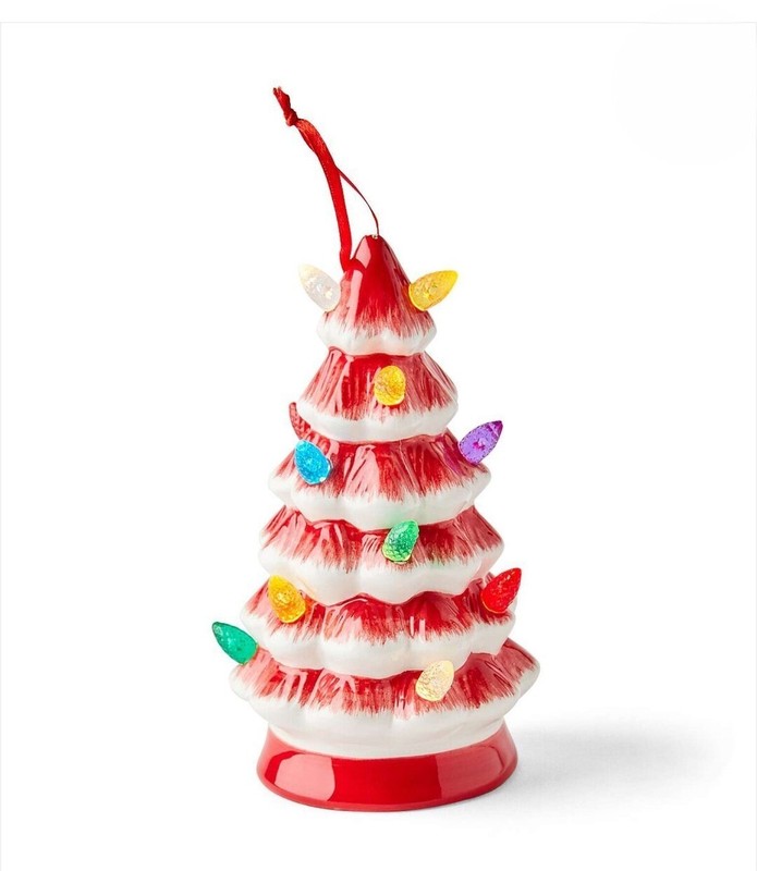 LAST ONE ** NEW Red and White 5" LED Light-Up Christmas Tree Holiday Ornament **