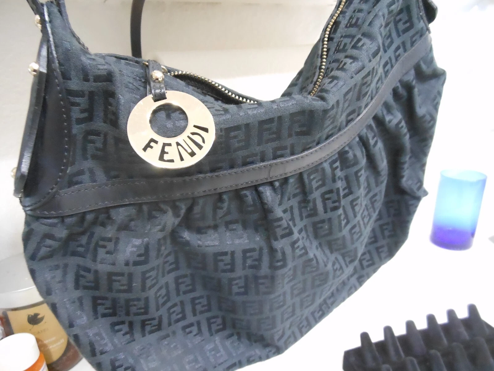 Fendi — Fendi Signature Zucca Canvas Shoulderbag Black Jacquard Hobo Bag