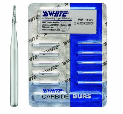 SS WHITE Dental Surgical Carbide Burs FG 703L Cross Cut Taper Fissure 10/ pack