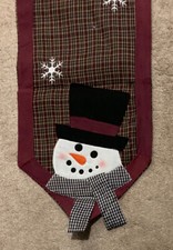 Snowman plaid Christmas Table Runner 13" x 68"