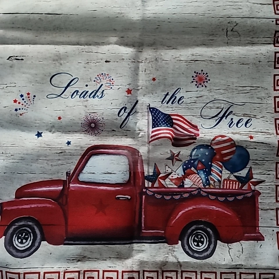 New 4th of July Table Runner Vinyl blend Farmhouse Red Truck 13" x 90" - Image 3 of 4