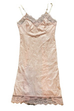 Vintage Antron III Night Gown Womens 34 Small Pink Lace Trim Nylon Tricot USA