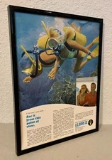 U.S. Divers Co. ad - 1967 - scuba-diving couple - FRAMED - FREE SHIPPING