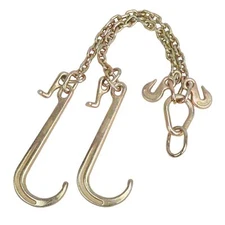 G70 3/8" X 2' FT Grab J-Hooks V Type Tow Chain Flatbed Truck Wrecker Carrier
