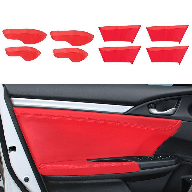 Red Leather Inner Door Panel Armrest Cover Trim For Honda Civic 20162021 Sedan eBay