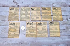 9~Vintage Style~Ephemera~Cookbook Recipe~Junk Journal~Linen Cardstock~Cards
