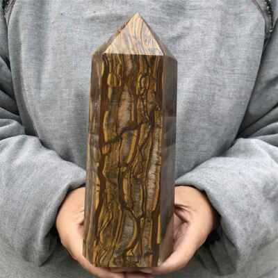 4LB Natural Tiger s Eye Quratz Crystal Obelisk Tower Crystal Wand Point
