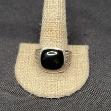 Men’s 925 Sterling Silver Ring Size 14, Onyx Gemstone