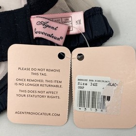 Agent Provocateur Ambrose Pink Black Bra Silk-Blend Bra 34E NWT
