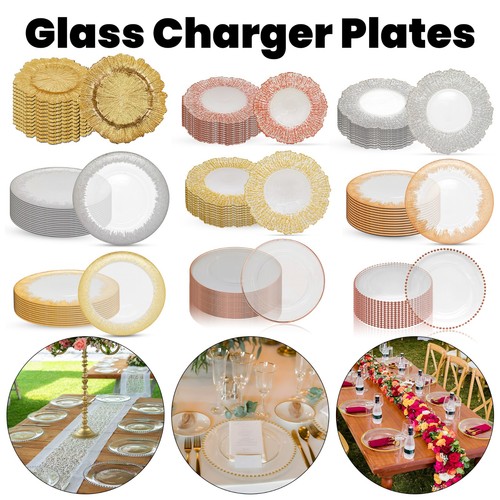 Glass Charger Plates for Weddings Christmas Event Party Decor Xmas 2025