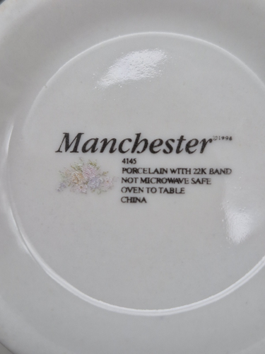 MANCHESTER PATTERN #4145 Floral Porcelain 22K Gold Band Creamer & Sugar Bowl - Picture 8 of 18