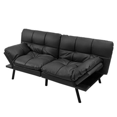 Wandelbares Futon-Sofabett aus Memory Foam mit verstellbarer Armlehne - Schwarz