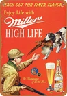 Metal Sign Wall-Color 1958 Miller Beer Pheasant Hunting Vintage Reproduction