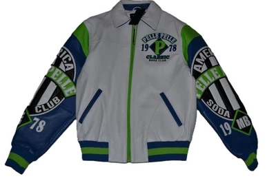 Authentique Pelle Hommes Américain Soda Club Veste Blanc Tout Tailles Nwt - Photo 1/4