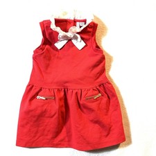 Janie Jack The Cafe Dress 18-24 Mo. Red White Ruffle Bow Gold Zipper