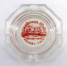 Vintage Marketing Glass Ashtray Westerner Motel Granby CO