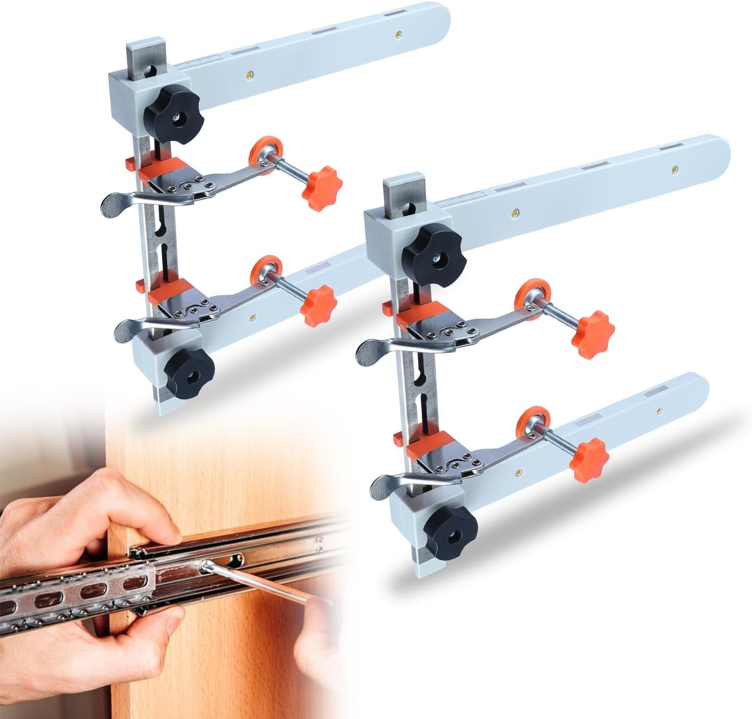 Drawer Slide Jig with Toggle Clamp & Magnetic Arm - Precision Cabinet Drawer Jig