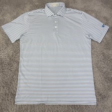 Holderness Bourne Polo Shirt Mens Large White Stripe Golf Performance Corteva