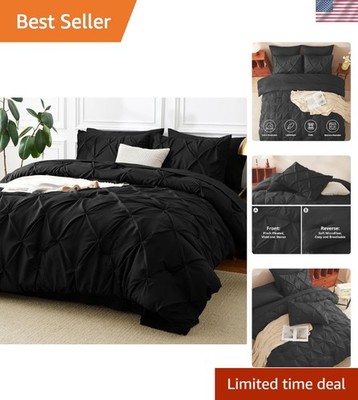 Contemporary Black California King Bed in a Bag - 7-Piece All-Season Comfort Set