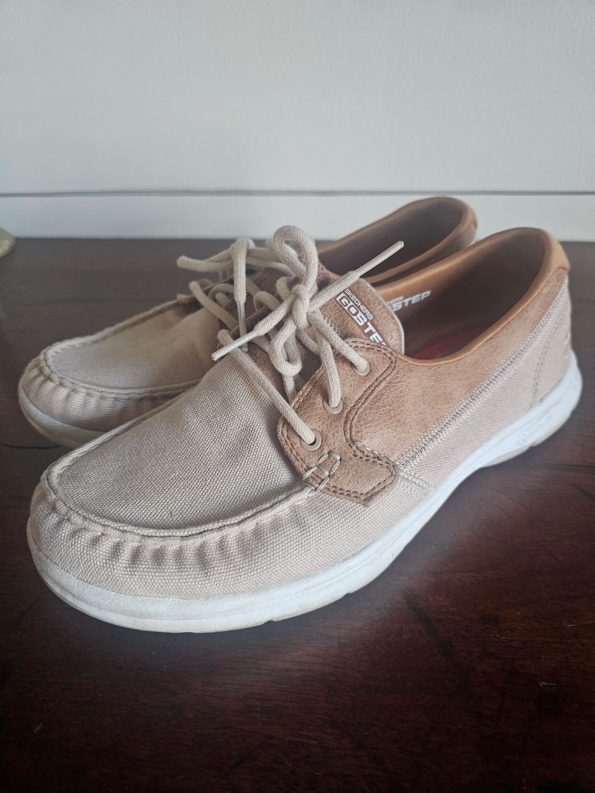 Skechers Go Step Goga Max Natural Beige Casual Boat Shoes SN14416