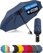 Rain-Mate Windproof Compact Umbrellas for Rain - Strong Compact, H.Navy Blue