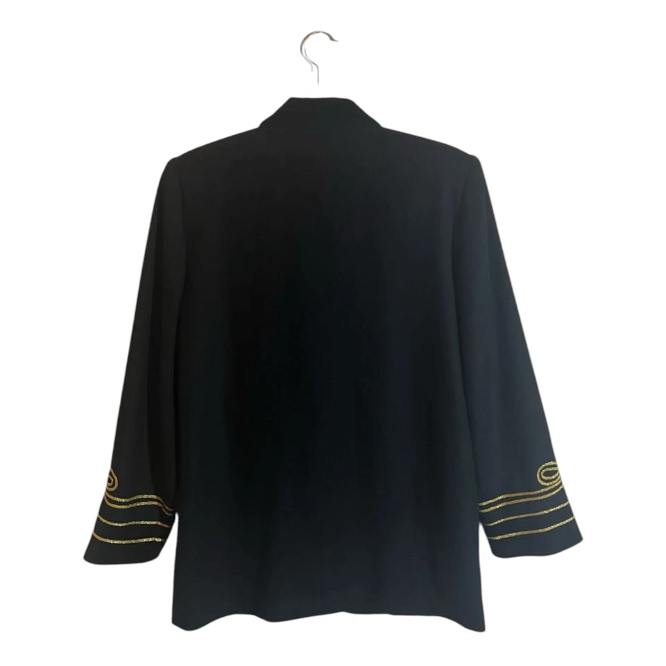 Chaqueta Blazer De Colección Casablanca 100% Lana Pura Negra Detalle Dorado Para Mujer Talla 10 Foto 2 de 4
