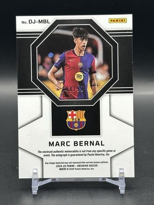 Panini Obsidian フランス代表 ヴァラン 直筆サインカード 2024-25 Panini Obsidian Marc Bernal RC Rookie Dual Patch Auto RPA
