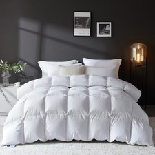 Goose Feather Down Comforter Super King 120x120 1200TC 750 Fill Power Organic